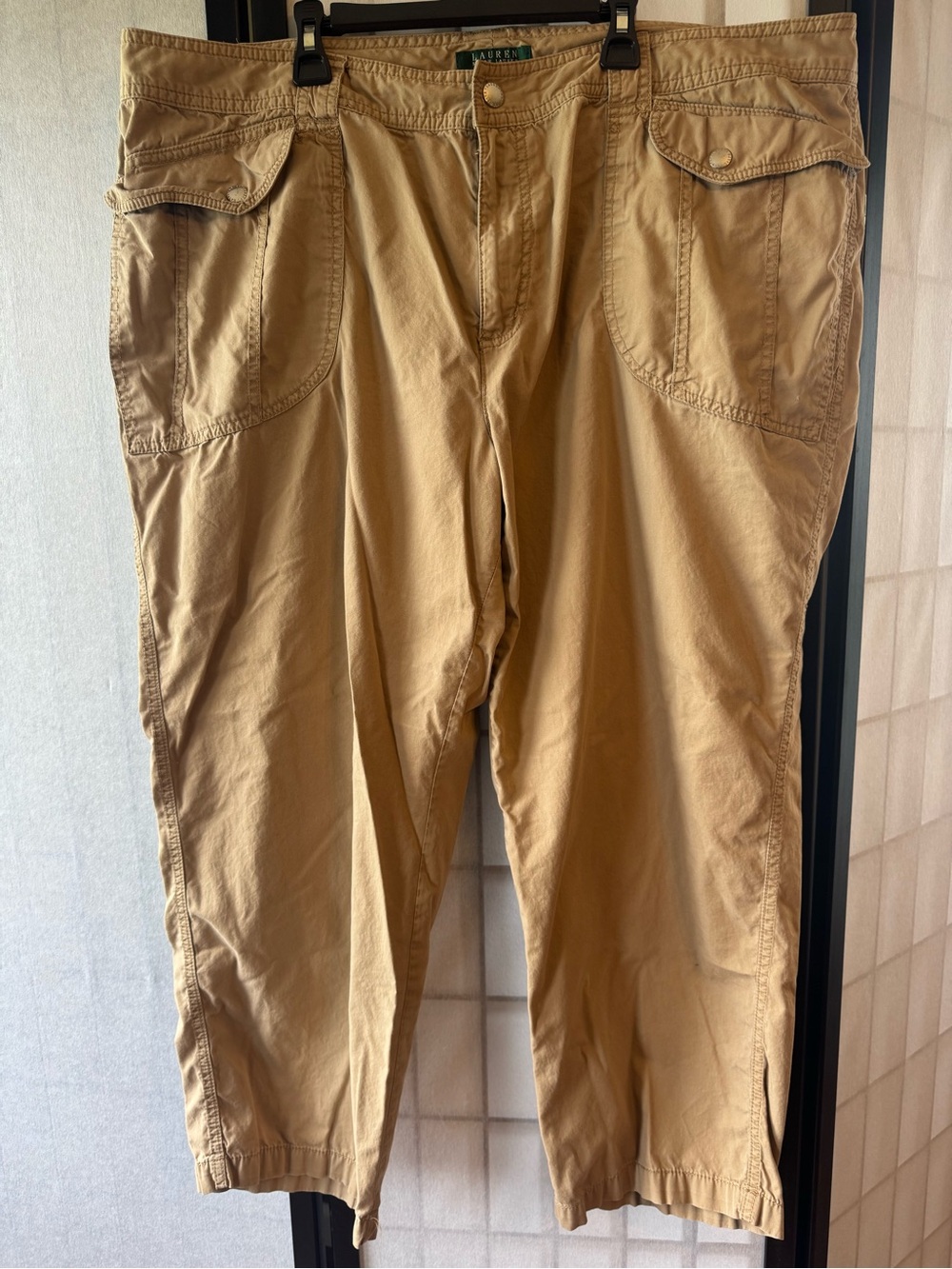 Ralph Lauren Khaki Cropped Utility Pants - Picture 2 of 5